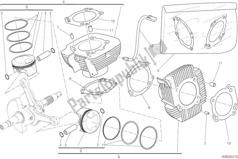 Wszystkie części do Cylindry - T? Oki Ducati Monster 797 USA 2020